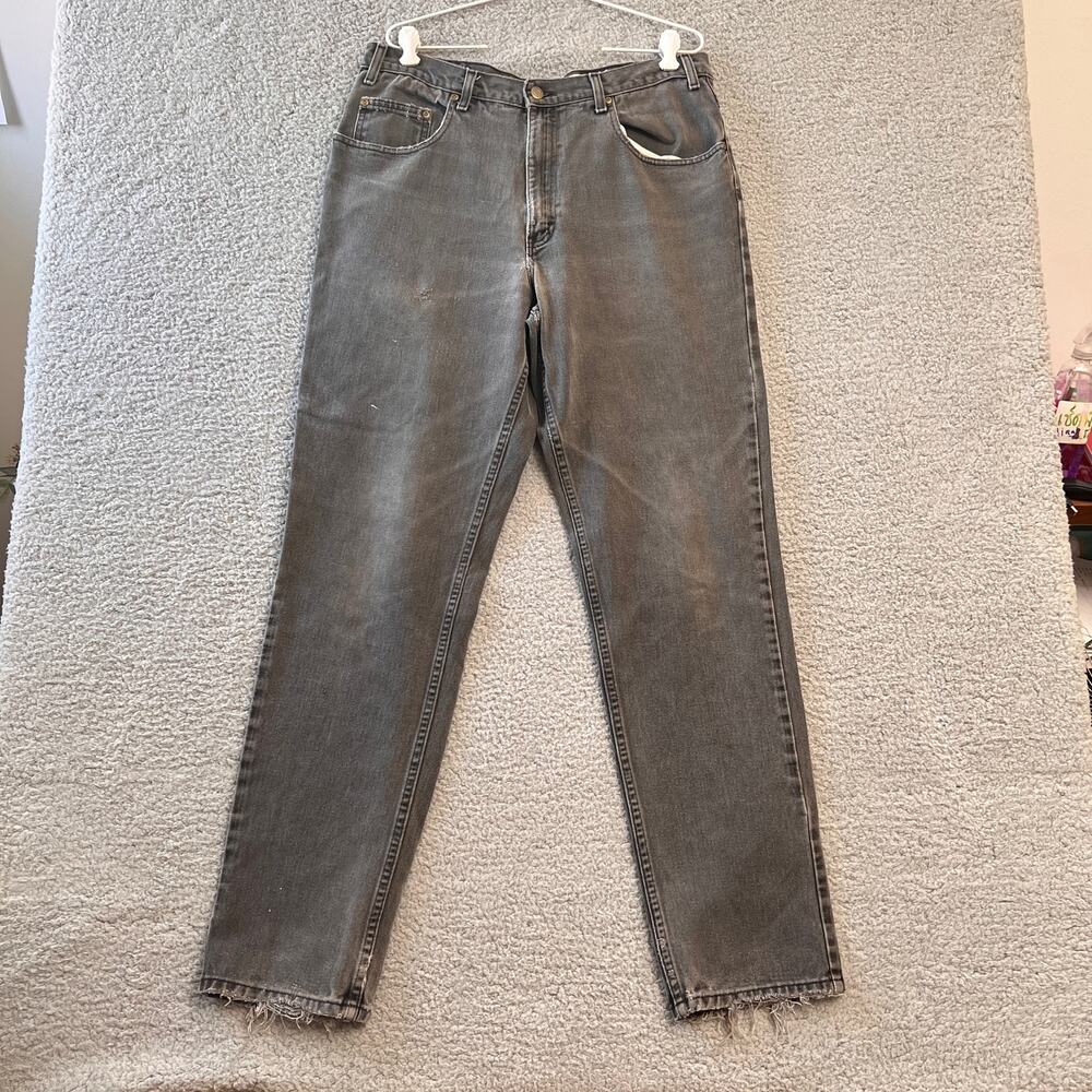 VINTAGE EDDIE BAUER JEANS Mens 38X34 100% Cotton Outdoor Gray Denim Workwear